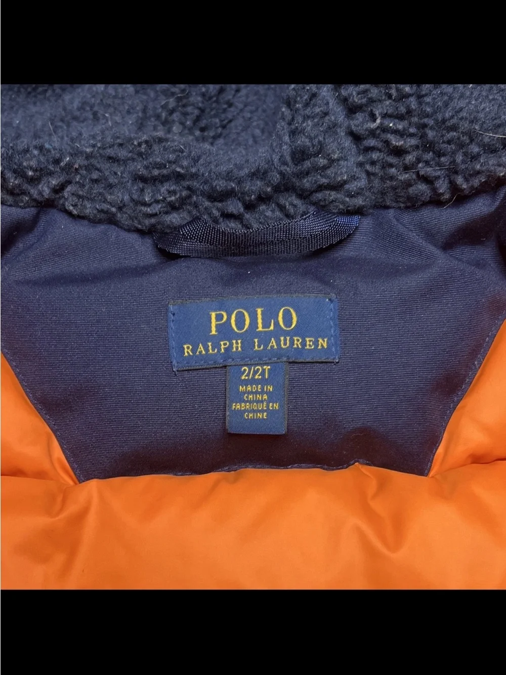 Ralph Lauren Navy Blue Puffer Jacket with Faux Fur Hood